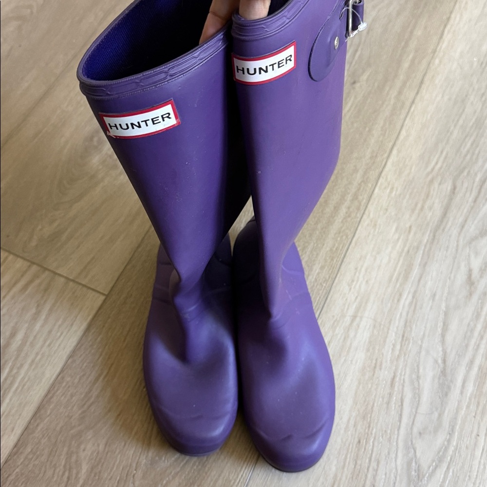 HUNTER Cavendish Blue Purple Tall Rain Boots Sz 9 - Picture 9 of 9